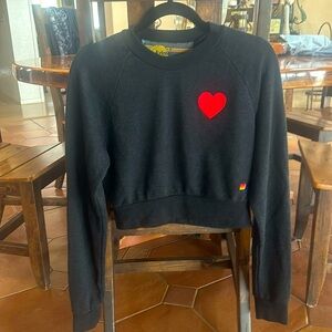 NWT black cropped Aviator Nation sweatshirt